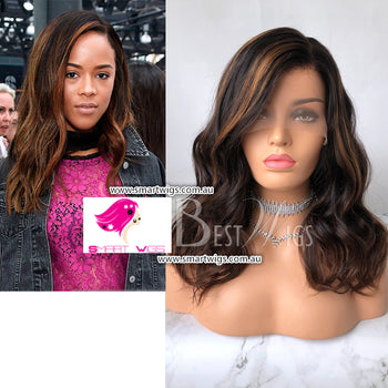 Omber Color Long Wavy Human Hair Glueless Lace Front Wig by Smart Wigs Adelaide
